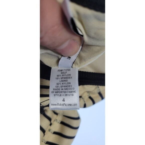 Robin Piccone One Piece Swimsuit Womens Parker Stripped Size 4 Ecru/Black Color - Picture 12 of 12